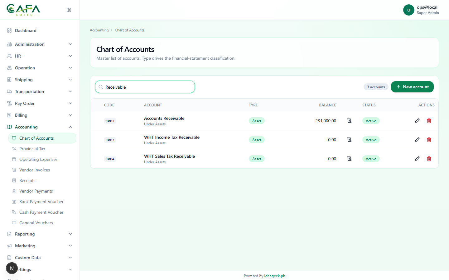 Account search